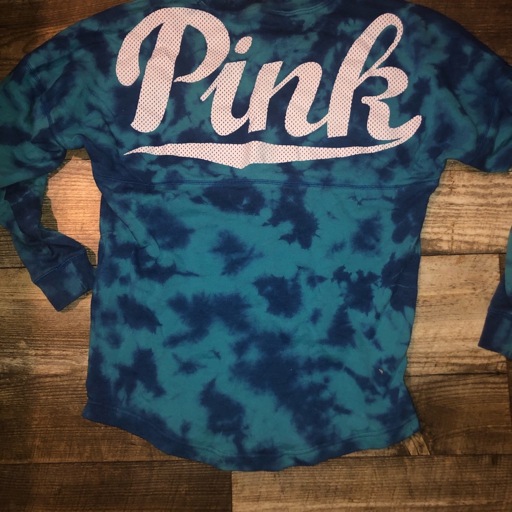 Blue tie-dye PINK Crewneck